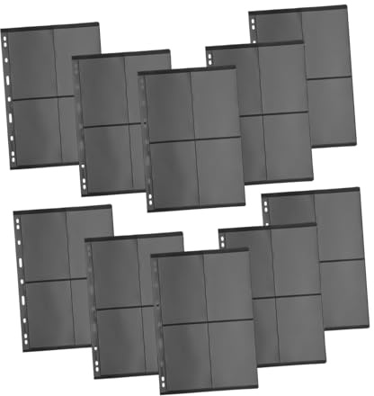 Holibanna 10 Hojas para Álbum de Sellos Doble Cara Negro Pvc, Páginas Insertos para Colección de Sellos y Billetes, Hojas para Carpeta de 9 Agujeros, Álbum para Coleccionistas, Exhibición