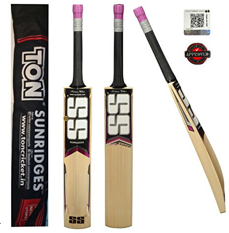 SS Cricket Bat Gladiator Kashmir Willow Full Adult Size Short Handle by Sunridges with Free Sunridges Bat Cover - Bat Suitable for Playing with Normal Cork Ball or Heavy Tennis Ball