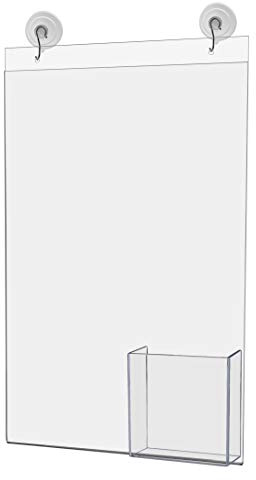 Marketing Holders 4 Pack Window Sign Holder Clear Acrylic 11 x 17 with 4 Trifold Pocket and Suction Cups with Hooks for Service Prices and Special Promotions at Car Dealerships