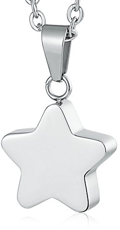 AnazoZ Collana commemorativa per cremazione in acciaio inox, con ciondolo a forma di stella liscia in argento, NA, na