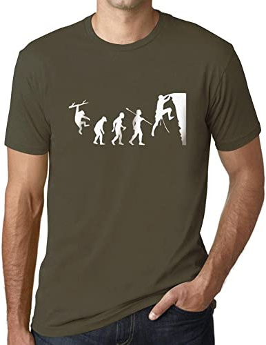 Camiseta Estampada para Hombre Evolución De La Escalada – Climbing Evolution – T-Shirt Vintage Manga Corta Regalo Original Cumpleaños Diseño Gráfico Moda Army M