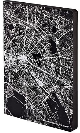Nuuna Notizbuch A5+ | Nightflight L Light - Berlin Silber | Dotted | 3,5mm Punktraster | 176 nummerierte Seiten | 120g Premium-Papier | Leder schwarz | nachhaltig produziert in Deutschland