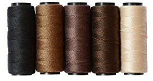 5 Rolls Sewing Thread for Hair Weave Bundles, Hair Extensions, Sewing Hair Weft, Making Wig DIY Weaving Thread (Black,Brown,Dark Brown,Beige,Khaki)