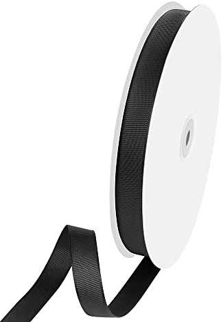 Quhora 5/8 x 100 Yards Grosgrain Ribbon - Black Ribbon with Spool - Ideal for Gift Wrapping, Floral Bouquets, Crafts, Christmas Decorations, Sewing Accessories and Holiday Decor