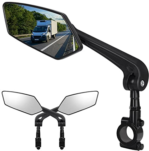Bike Mirror, Bicycle Mirrors of Handlebars Rotate Rearview Glass Lens, Safe Cycling Bike Rear View Mirror (Diamond)