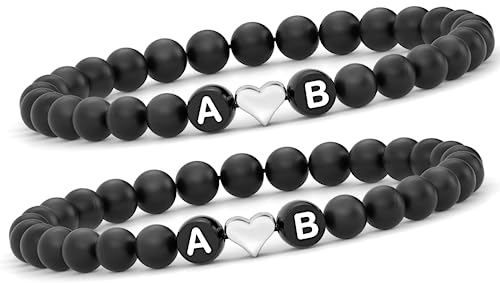 BAVELA Herz Pärchen Armband | Partnerarmbänder mit Gravur | Freundschaftsarmband | Personalisiertes Armband | Pärchen Armband | Geschenk für Paare | Personalisiert | Individuell