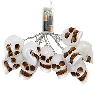 horror-shop Totenkopf Lichterkette als Halloween Deko 2,5m