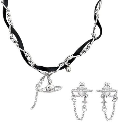 Bogoro Collier de perles Saturn, Collier Planète Perle Cristal, Saturne Cristal Strass Collier de perles, saturn necklace saturn ohrringe, Saturn Collier de perles blanches avec pendentif planète