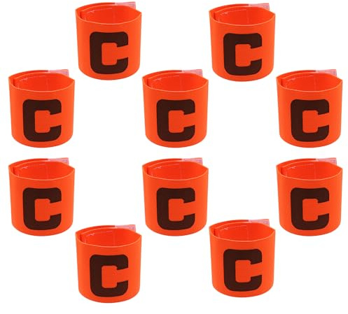Hosifiy 10 piezas de vendaje de capitán de fútbol, pulsera elástica de nailon naranja, pulsera de fútbol ajustable, pulsera de capitán de fútbol, banda de brazo C, para jóvenes y adultos