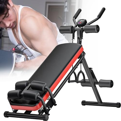 Klappbare Sit-Up-Bank, Fitness-Hantelbank, Multi-Winkel-Einstellung, Geräuschlose Rollen, Übungsbrett Für Die Bauchmuskulatur In Rückenlage Mit Timer Für Ganzkörpertraining/Zuhause/Fitnessstudio