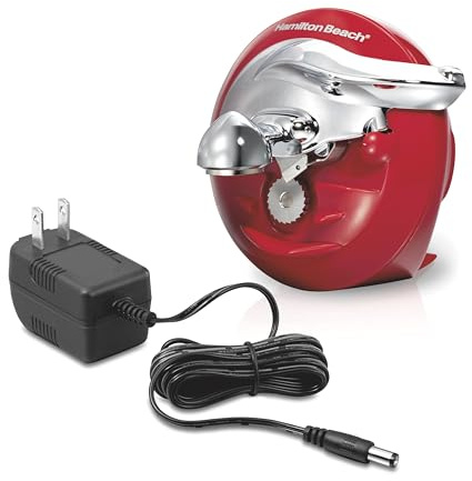 Hamilton Beach Walk 'n Cut 76506 - Apriscatole elettrico per cucina, utilizzabile su qualsiasi dimensione, automatico e senza fili, ricaricabile, lama rimovibile facile da pulire, colore: rosso