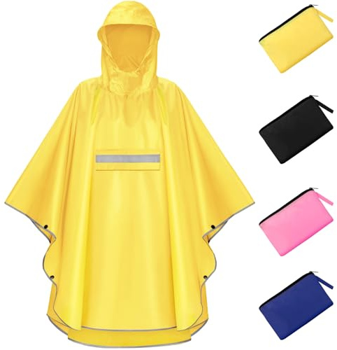 NEWIROVE Chubasquero Niño Capa Chuva Criança Ligero Poncho Impermeable Plegable Con Rayas Reflectantes Para Infantil 120-140 cm