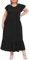 Moon Wood 2025 Damen Sommerkleid Lang Freizeit Maxikleid Strandkleid mit Rüschen Kurzarm und Taschen Große Größen,Schwarz XL