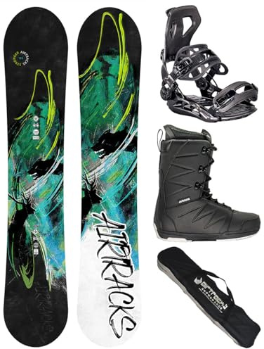 Airtracks Snowboard-Set Herren Snowboard Wide Stronger Freestyle Freeride 163 - Snowboard Bindung Master - Softboots Star 46 - SB Bag