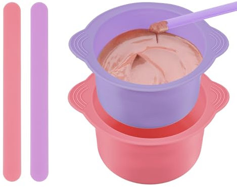 2 Stück Silikon Wachs Warmer Schüssel Antihaft Wachs Topf Silikon Schüssel Wachswärmerliner Kit mit 2 Stück Wachs-Applikatorstäbchen für Wachswärmer Wachsschmelz-Liner Silikonschale