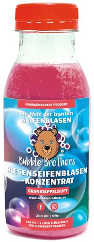 Bubble Brothers Giant Soap Bubbles Liquid Concentrate 250 ml for 5 Litres Soap Bubbles Refill Bottle for Children's Birthday Summer Party Large Bubbles Giant Bubbles Bubble Solution