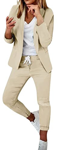 Tailleur Femme Ensemble Pantalon 2 Pièces Chic et Elegant Couleur Unie Slim Fit Blazer Veste Formel Bureau Travail Pantalon Costumes Manteau Ensemble Col Revers Veste Manteau Pantalons Pas Cher