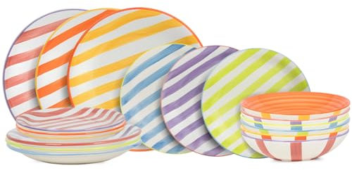 Cookinglife Vajilla Summer Vibes - Set de 18 piezas para 6 personas, multicolor, apto para lavavajillas, microondas y horno