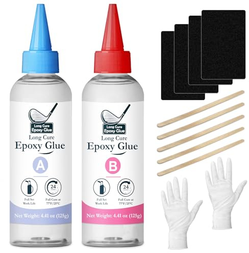 DINGSEN Golf epoxiharts lim, 250 g golf-epoxilim, 24 timmars härdning, golf-epoxy för alla golfskaft, golfhuvuden, drivare, putter och järn, perfekt för klubbhus