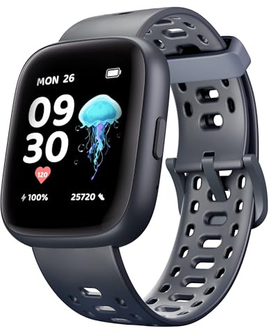 Enfit Smart Watch for Kids, 1.83 Fitness Tracker for Boys Girls with Heart Rate Sleep Monitor, 80 Sports Modes Activity Tracker, Pedometer, IP68 Waterproof Digital Watch Gift for Teens Aged 6-12