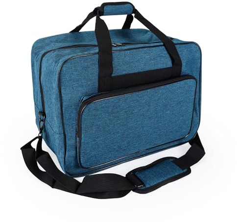WENLISELL 18 Inch Sewing Machine Bag, Blue Sewing Machine Tote Bag with Pockets and Handles, Universal Sewing Machine Carrying Case