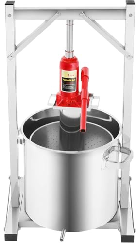 Luzphened Torchio per Vini di Frutta 12L/22L/36L, torchietto per melanzane, Pressa per Sidro in Acciaio Inossidabile, pressa Manuale da per Frutta, Verdura, Vino e Salse, con martinetto Idraulico 12L