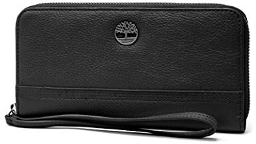 Timberland Damen Geldbörse Leder RFID Zip Around Clutch mit Handgelenkschlaufe, Schwarz (Schwarz (Kieselstein)), Einheitsgröße