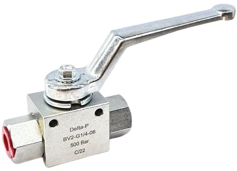 2-Way Hydraulic Ball Valve 1/4 BSP – 500 Bar / 7250 PSI – Heavy-Duty Steel Hydraulic Shut-Off Valve with Mounting Holes – High Pressure Inline Flow Control