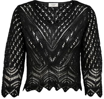JDY Jdynew Sun 3/4 Cropped Pullover Knt Noos Camicia a V all'Uncinetto Donna (Pacco da 1)