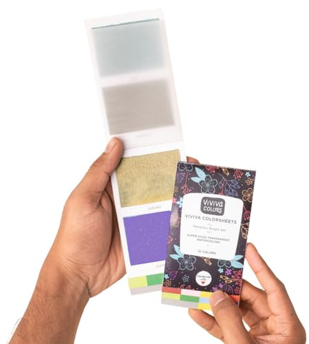 Viviva Coloursheets, Metallic Single Set, 10 Vibrant Watercolours, for Outdoor and Travel, VV276004