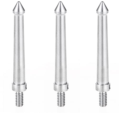 Selens Trípode Spike con orificio roscado de 1/4 pulgadas, 3 unidades, acero inoxidable, trípode para cámara, picos, rosca larga, tornillo adaptador para trípode, monopié, accesorio de fotografía