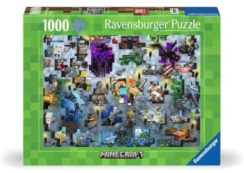 Ravensburger - Puzzle 1000 Pezzi Minecraft Mobs, Puzzle Adulti 70x50cm