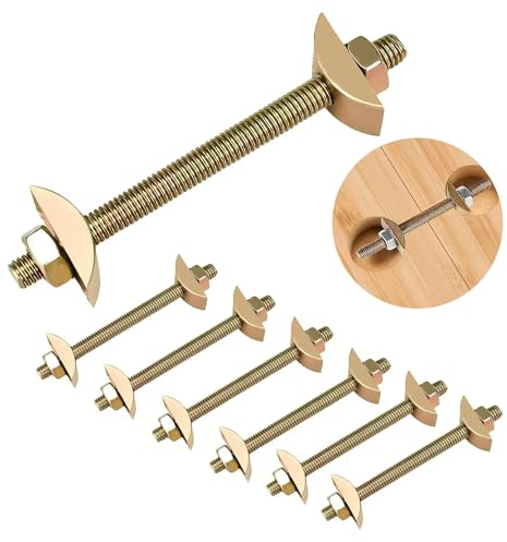 Furniture Fastening Connectors，Countertop Connector,Table Top Fasteners,Furniture Bolts Nuts Joint Miter Draw Bolt Countertop Flip Connector for Butcher Block Table Bed Connecting Kit (6 Sets)