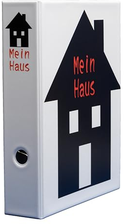 Motiv Ordner Mein Haus A4 – Stabiler PVC-Ordner mit 2-Ring-Mechanik, Made in Germany, Sammelordner für Dokumente und Unterlagen, kein Import