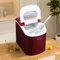 Ice Maker Machine, Self Cleaning Electric Ice Cube Maker, 9 Cubes Ready in 7-10min,26lbs/24H,Scoop & Basket included (Red)