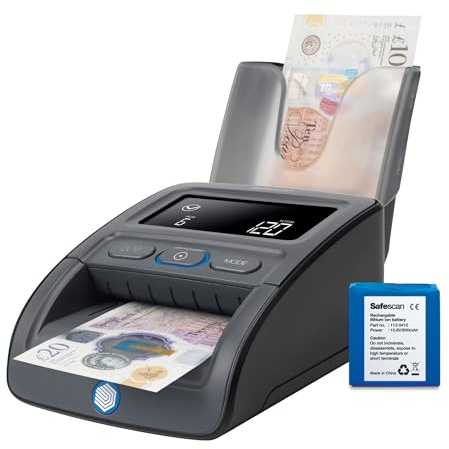 Safescan 155-S Complete Portable Counterfeit Money Detector That verifies banknotes - Money Machine with 7-Point Detection - 100% Accurate Money Checker Machine with Included Battery and Note Stacker