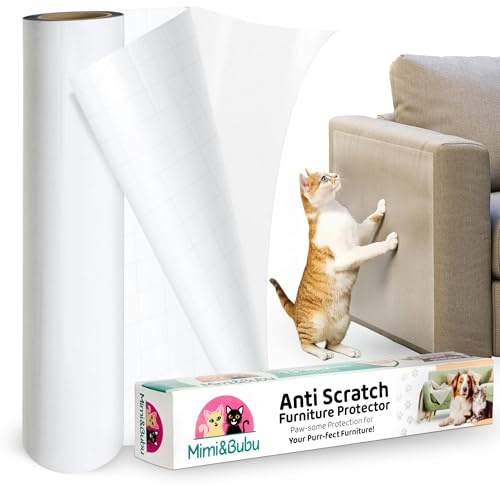 Mimi&Bubu [0.2 mm Extra-Thick BPA-Free] Anti Scratch Furniture Protector(160 x 13), Single-Sided Sticky Couch Protector for Cats and Dogs, Couch Corner Guard from Claws, Cat Scratch Deterrent Tape