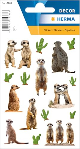 HERMA Pegatinas de suricatos, pegatinas de animales para niños y niños pequeños, pegatinas infantiles con diseño de suricatos para álbum de pegatinas, álbum de recortes, álbum de fotos, regalo,