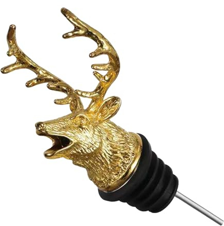 Tyatiyzn Beccucci Per Bottiglie Vino, Tappo per bottiglia di vino con cervo, Versatori Per Alcolici, regali di compleanno per uomo, padre, cacciatore (oro)