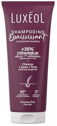 LUXEOL - Shampoing Epaississant - +35% D'Epaisseur Dès la 1ère Utilisation* - Efficacité Prouvée - à l'Algue Rouge, Protéine de Riz & Acide Hyaluronique - Sans Silicones - Fabriqué en France - 200 ml