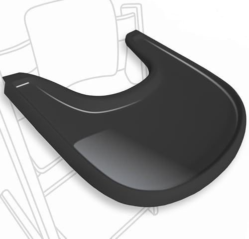 Hochstuhltisch kompatibel mit Stokke Tripp Trapp Stuhl mit leistungsstarker glatter Saugfläche, ergonomisches, geschwungenes Design, Glänzend schwarz – BPA-frei, einfach zu montieren