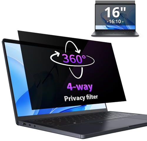 IPROKKO Film de Confidentialité à 360°Pour 16 - Rapport D'aspect 16:10 - Anti-lumière Bleue - Anti-éblouissement - Filtre de Confidentialité pour 16 Hp/Dell/Acer/Lenovo/ThinkPad/Asus