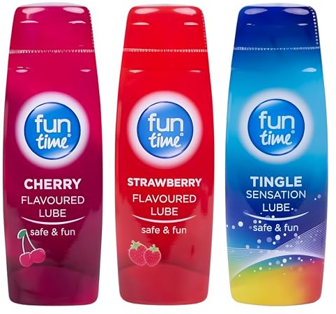 3xFun Time Lubricating Gel Water Based Tingle, Cherry & Strawberry Flavoured Lubes Private Sexual Edible 75ml Lubricant Gel for Privacy Perfect for Sexual Performance Stimulating lube & Licks