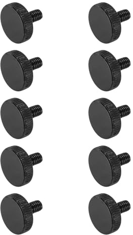 QUARKZMAN 10 Stück M6x8mm Flache Rändelschrauben, Messschieber-Schrauben, Schwarz Stahl diamantgerändelte Kopfschrauben Griffknöpfe Klemmschraube Rändelknopfschrauben