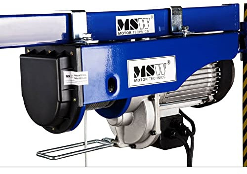 MSW Seilzug Seilwinde Elektrisch Seilhebezug PROLIFTOR 250 (250 kg, 540 W, Stahlseil 12 m, Kabelreiß Widerstand 800 kg) blau