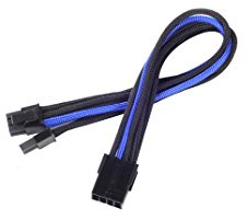 SilverStone SST-PP07-PCIBA - 25cm 8pin vers PCI-E 6+2pin Cable d'extension manchonné, noir bleu