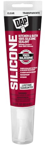 DAP 100% Silicone Rubber Kitchen, Bath & Plumbing Bath Sealant, Clear, 2.8 Oz (7079800751)