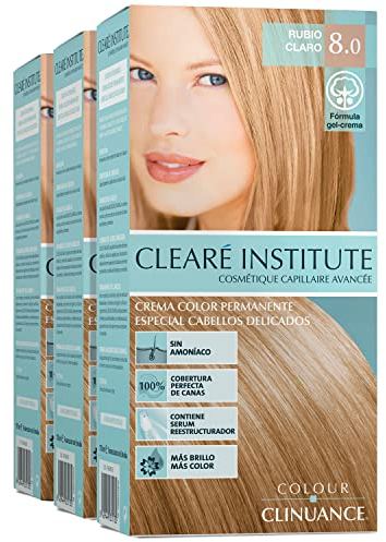 Clinuance | Permanent färg för ömtåligt hår | Utan Ammoniak, Parabener, Silikon. | Mer ljusstyrka, djup färg, 100 % täckning | 8.0 Ljusblond (x3)