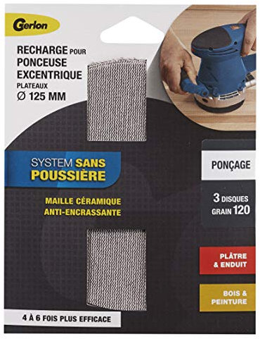 3 disques ponçeuse - Maille Céramic 125mm Grain moyen 120
