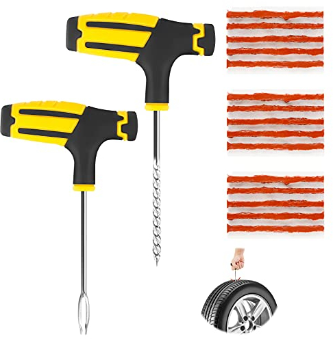 Dadabig 2 Stück Tubeless Bike Reifen Reparatur Plug Kit Plugger Tool Tubeless Reifen Tire Repair Kit mit 15 Reifenreparatur Streifen Reifen Flicken Set für Fahrrad Motorrad LKW Auto Reparatur Werkzeug